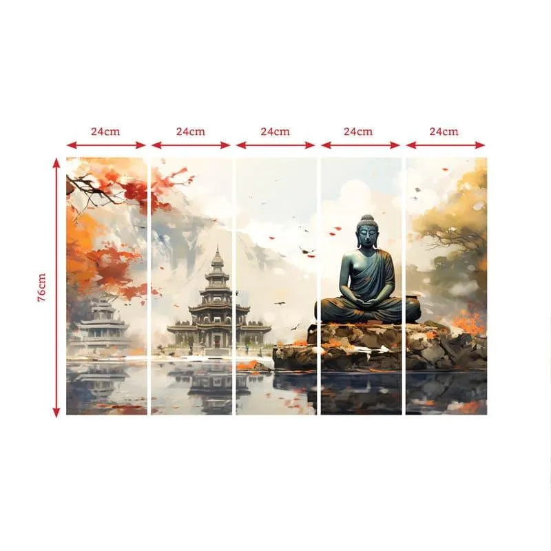 Benevolent Buddha Canvas Wall Art - Set Of Five media 7