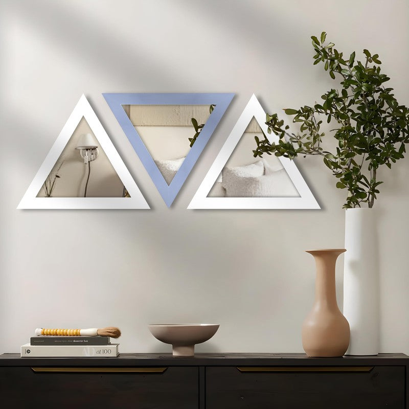 TriEdge Prism Wall Mirrors (Blue) - Set Of Three