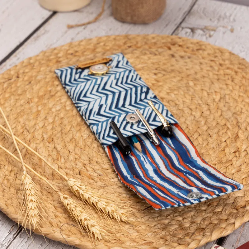 Azure Chevron Multiutility Fabric Pouch media 1