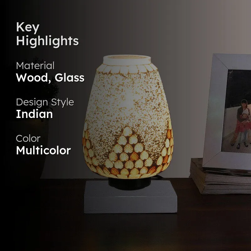Glowflame Glass Table Lamp With Wooden Base - Multicolor media 2