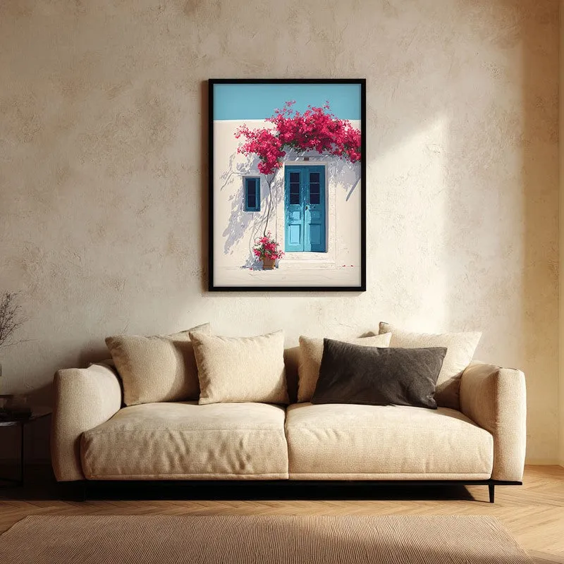 Blooming Vacation Canvas Wall Painting - Black Frame media 1