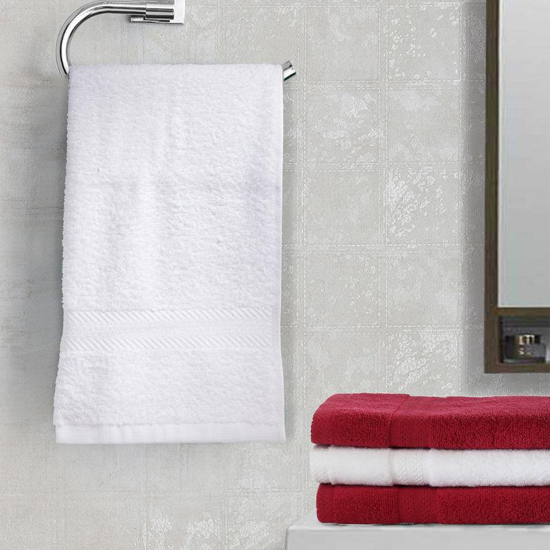 Miorah Hand Towel (White & Red) - Set Of Four