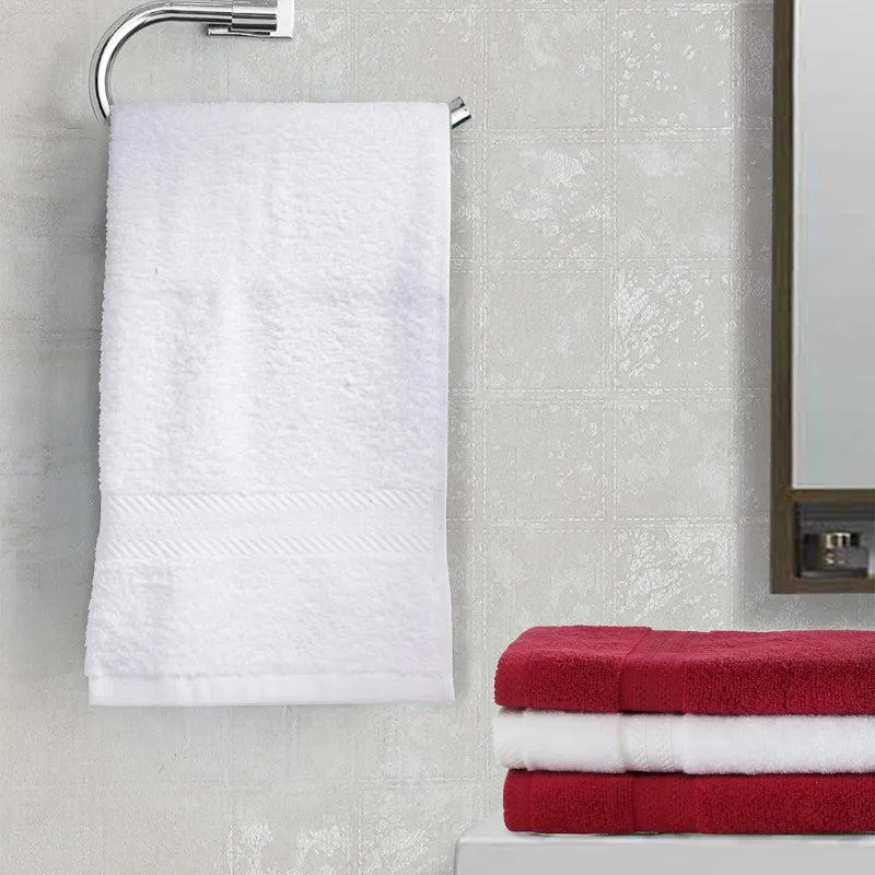 Miorah Hand Towel (White & Red) - Set Of Four media 1
