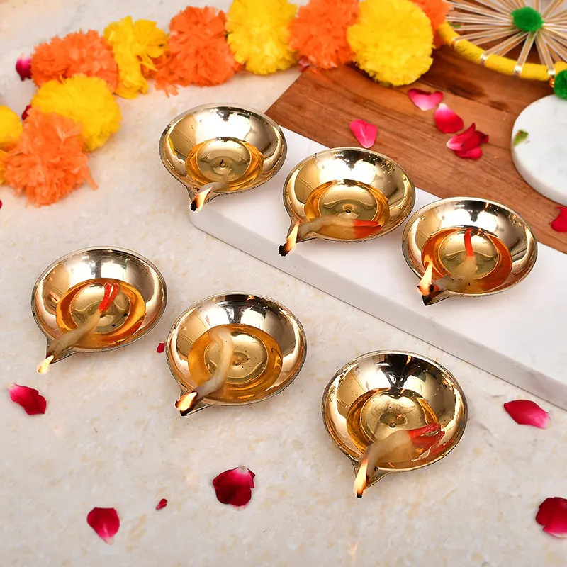 Makar Brass Diya - Set Of Six media 1