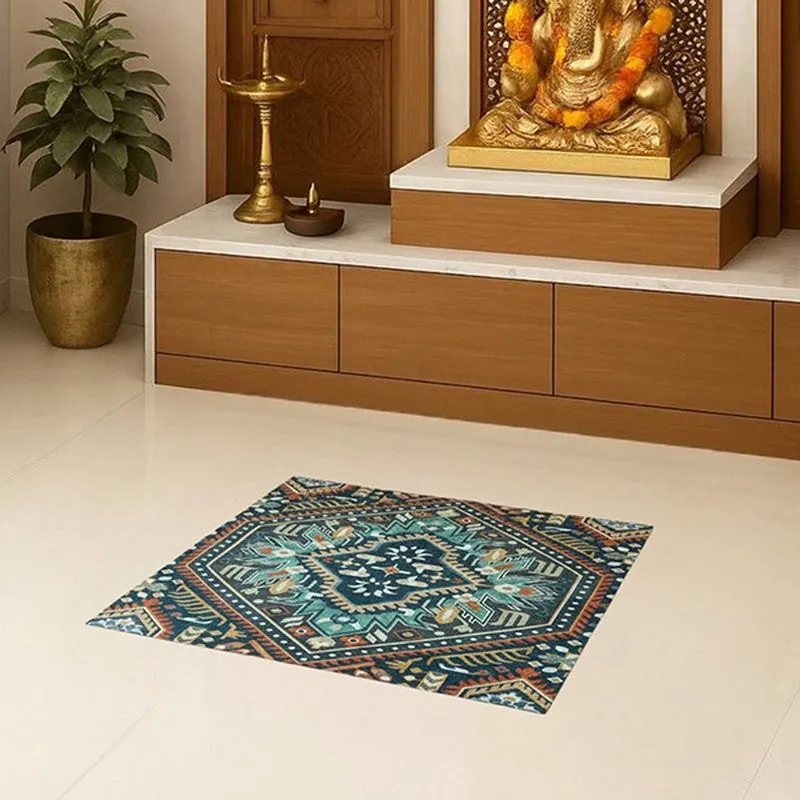 Iman Grace Prayer Mat (Blue,Brown) - 550 GSM media 4