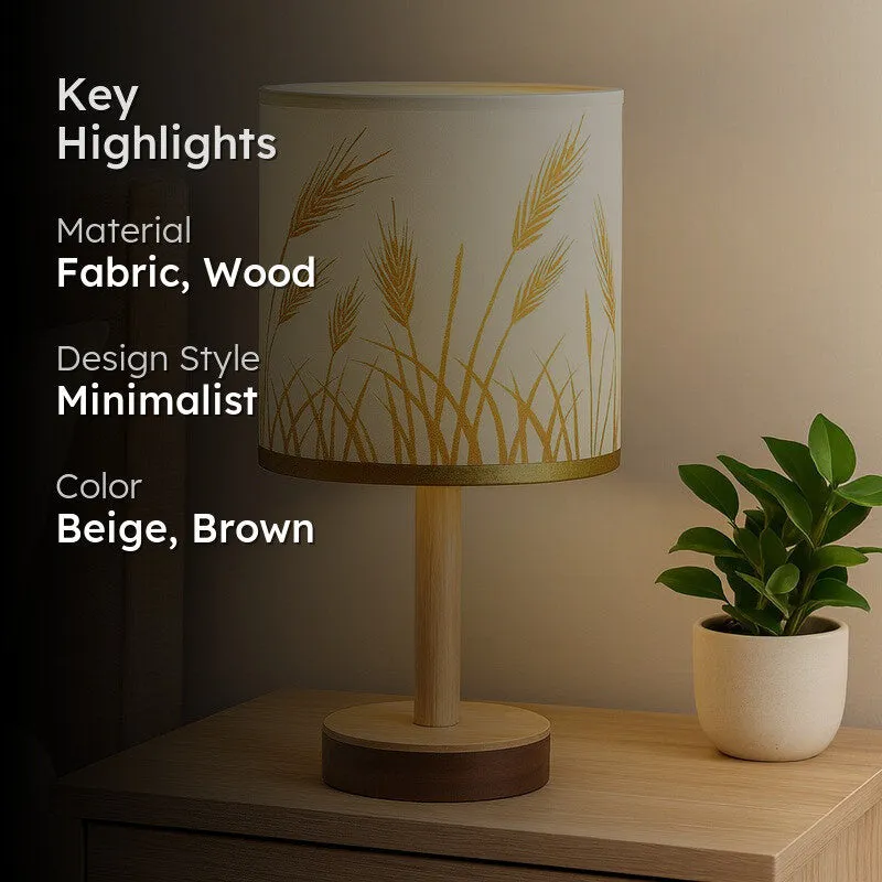 Grainix Wooden Fabric Table Lamp - Beige,Brown media 2