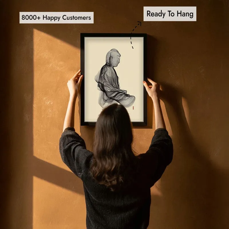 Resting Thought Buddha Archival Paper Wall Painting With Black Frame media 7