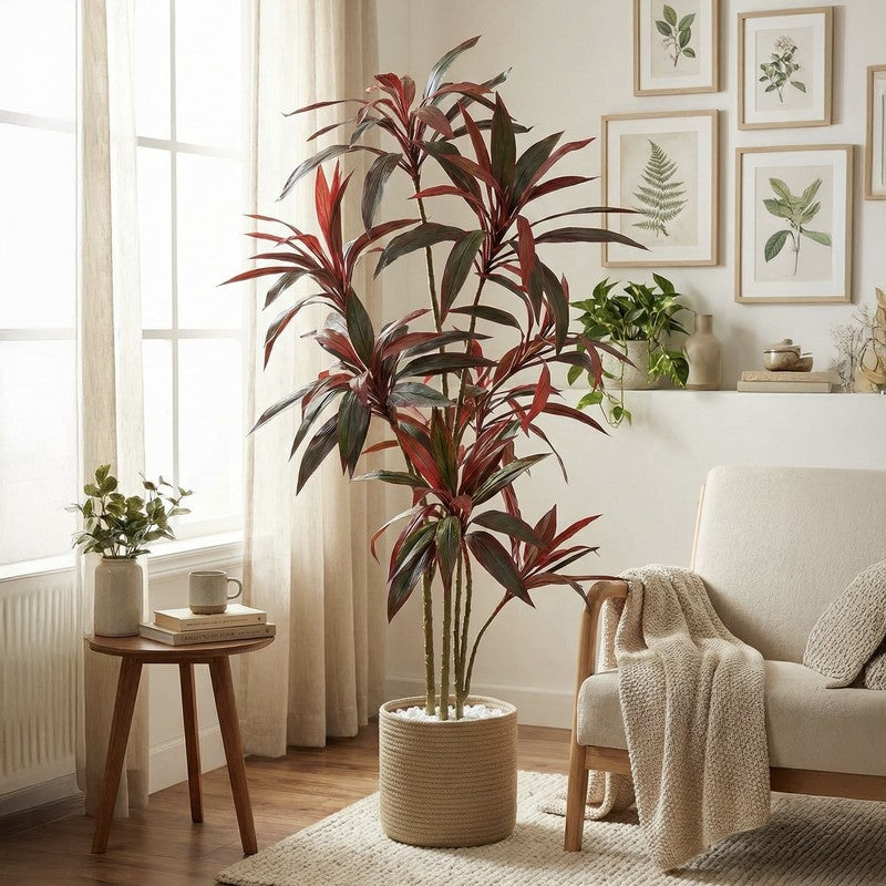 Plantara Artificial Dracaena Green Tree With Black Plastic Pot  5.6 ft media 4