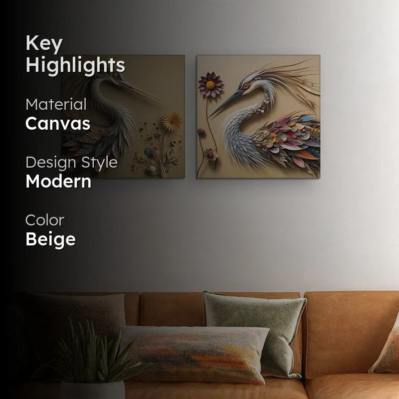 Precious Wings Canvas Wall Painting - Set Of Two media 2