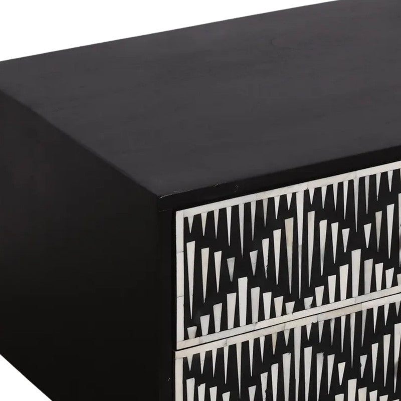 Modern Black Bone Inlay Bedside Table media 4
