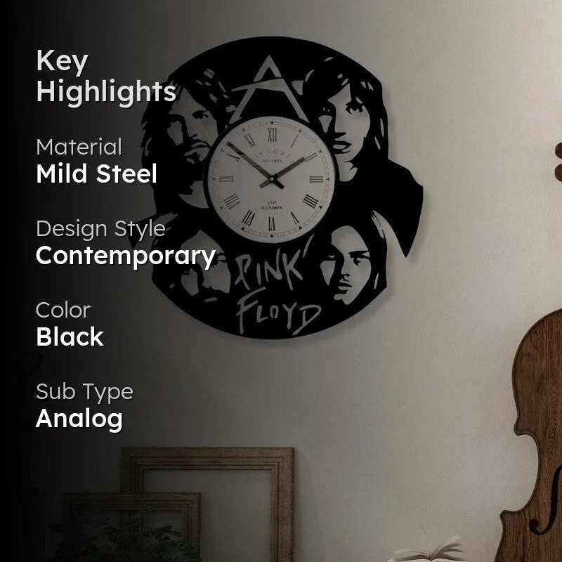 Cosmora Steel Analog Wall Clock - Black media 2