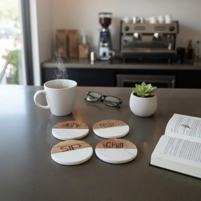 Bronze Drift Engraved Marble Coasters - Set Of Four media 5