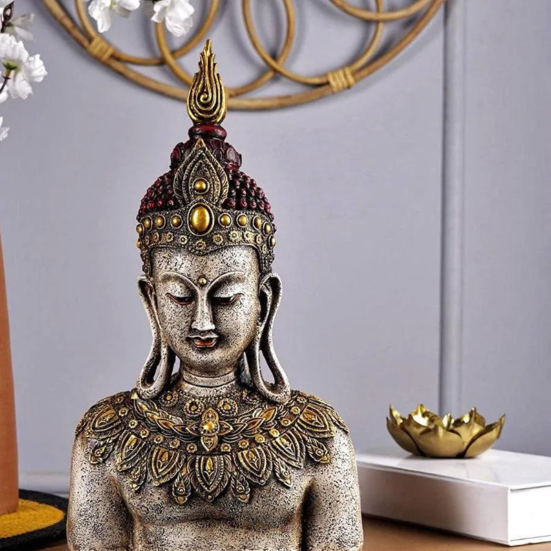 Jewelled Buddha Painted Resin Showpiece media 5