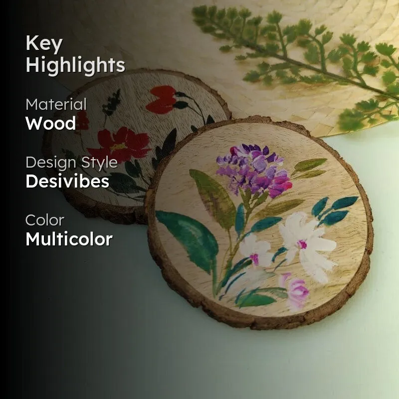 Medusa Flora Handpainted Coaster -  Set Of Two media 2