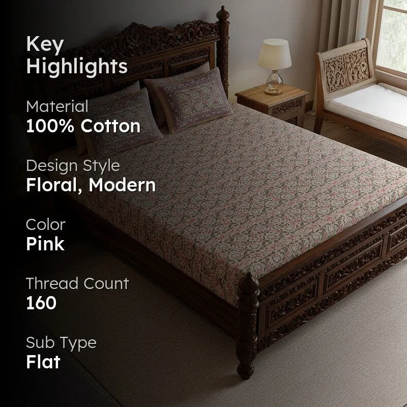 Madhur Cotton Bedsheet (Pink, Peach) - 180 TC media 2
