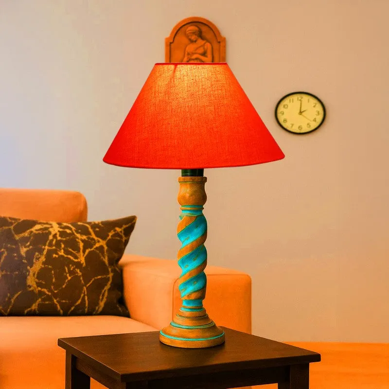 Elara Velin Wooden Table Lamp - Orange media 3