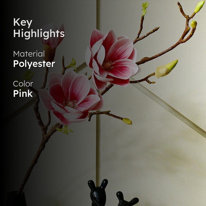 Faux Realistic Magnolia Flower Stick - Pink media 2