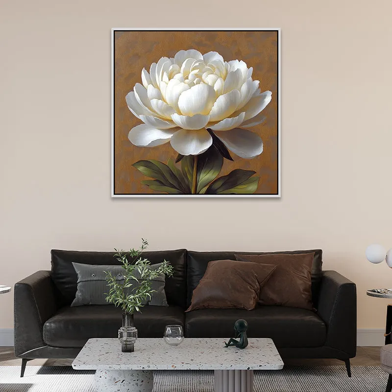 Prismatic Peony Canvas Wall Painting With Frame - White media 4