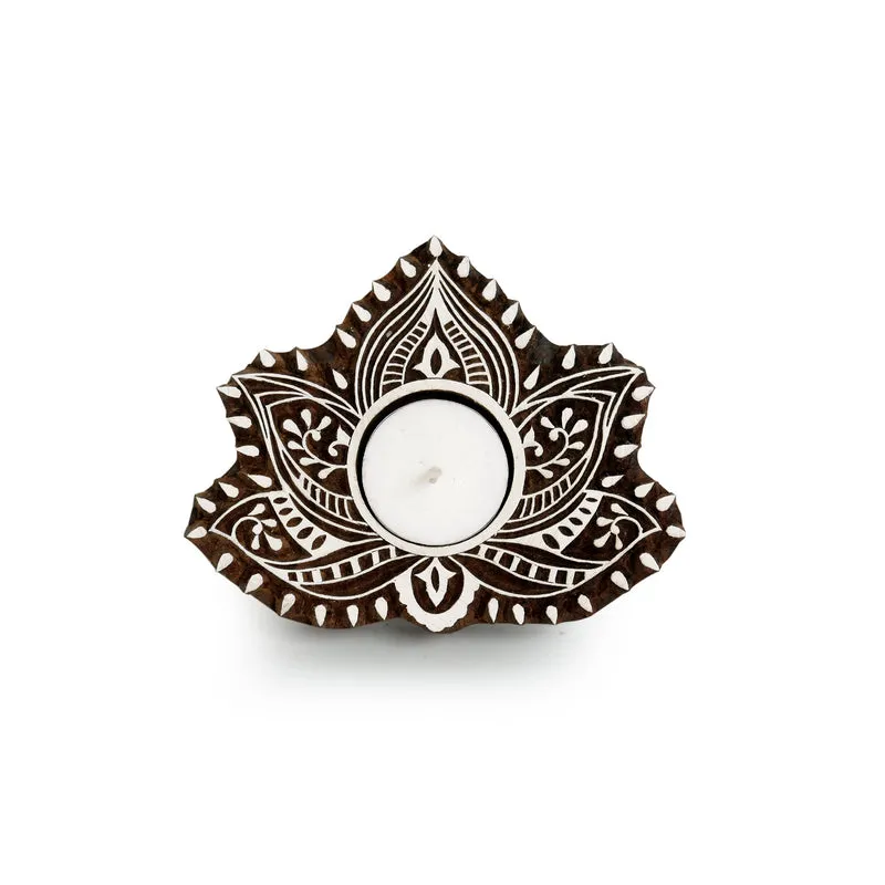Lotus Lumina Handcarved Tealight Candle Holder - Set Of Two media 3