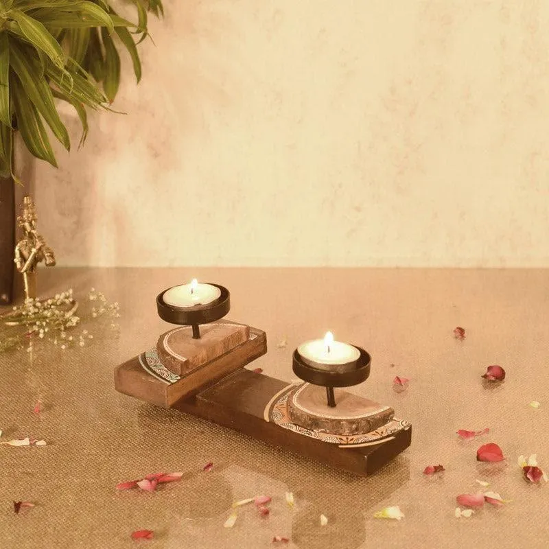 Prana Wooden Candle Stand media 1