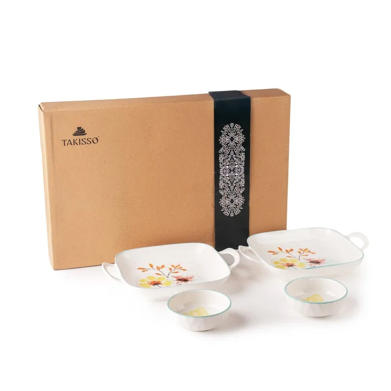 Saffron Porcelain Platter with Dip Bowl - Four Piece Set media 7