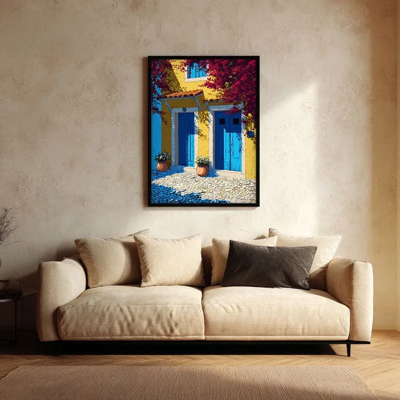 Coastline Hue Canvas Wall Painting - Black Frame media 1