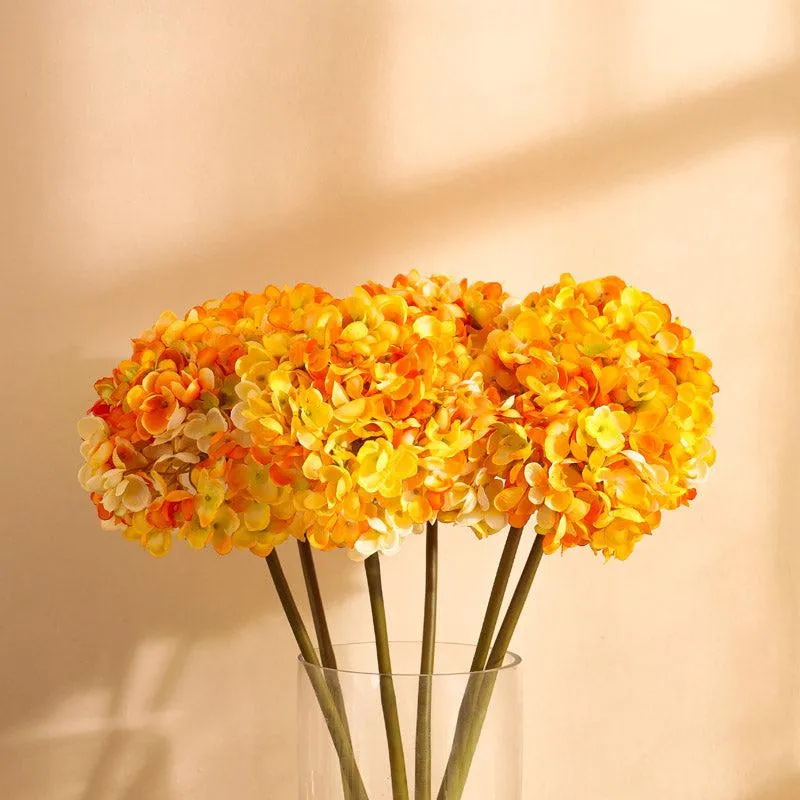 Artificial Realistic Hydrangea Flower Stick (Yellow) - Set Of Three media 7