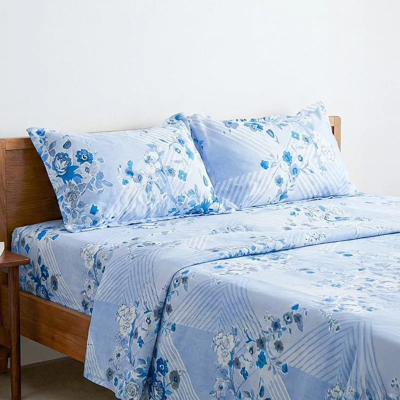 Nidra Floral Cotton Bedsheet (Blue) - 120 TC media 3