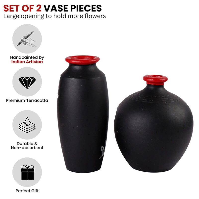 Neel Pakhi Handpainted Terracotta Vase - Set Of Two media 5