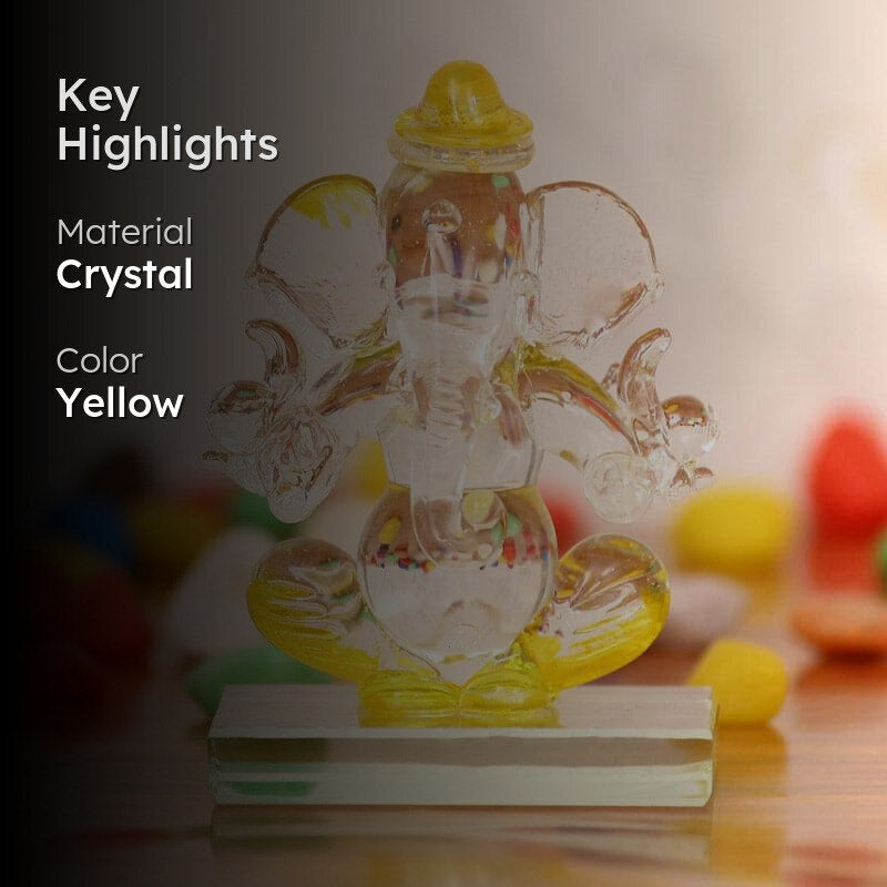 Crystal Ganesha Showpiece - Yellow media 2