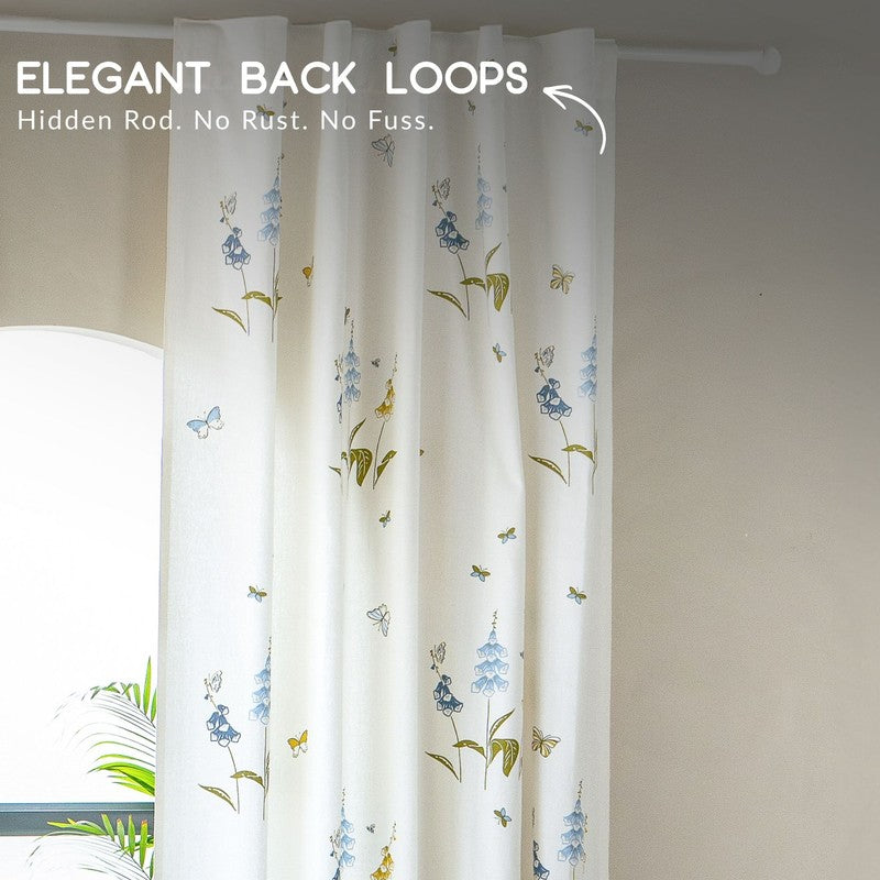 Tranquebar Home Petal Whisper Cotton Curtains(Blue) - Set Of Two media 7