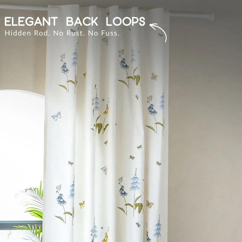 Tranquebar Home Petal Whisper Cotton Curtains(Blue) - Set Of Two media 7