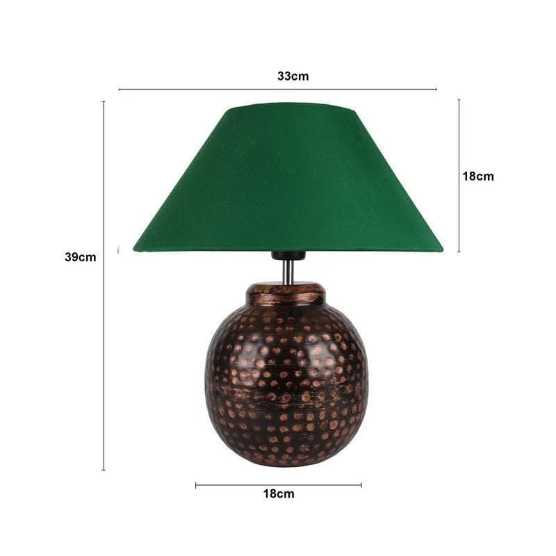 Vintage Charm Fabric Table Lamp - Green,Bronze media 5