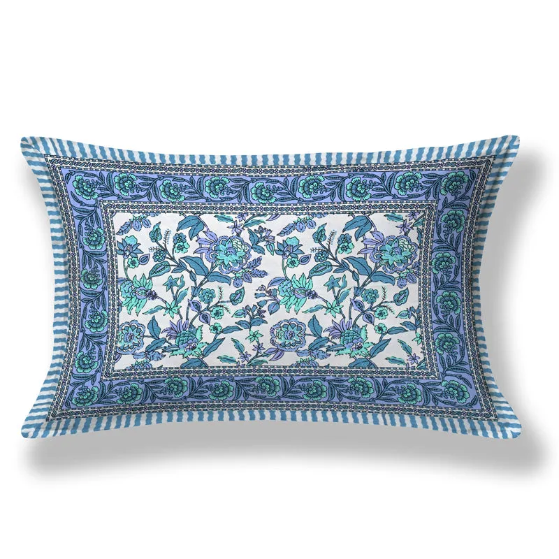 Bahaara Jaipuri Cotton Bedsheet (Blue) - 144 TC media 8