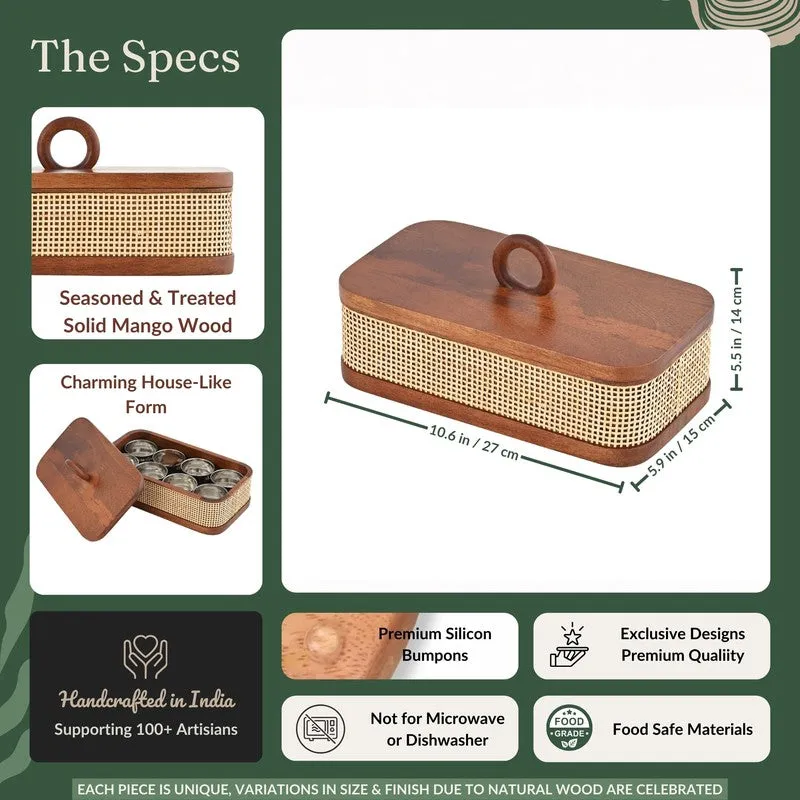 Tresso Wooden Masala Box with 8 Containers - Ten Piece Set media 12