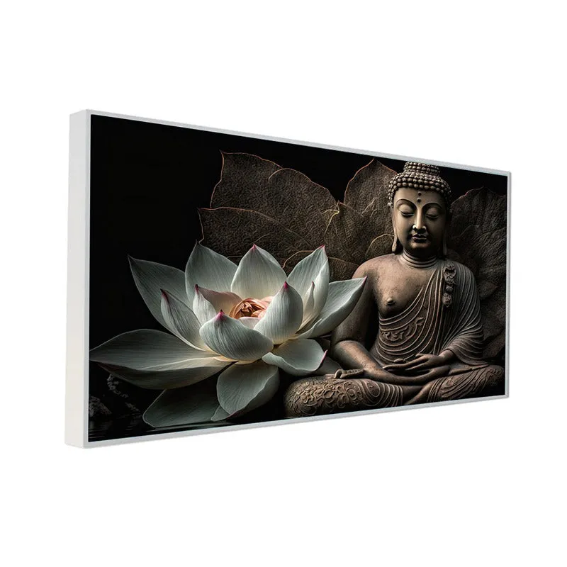 Blessed Buddha Canvas Wall Painting With Frame media 8