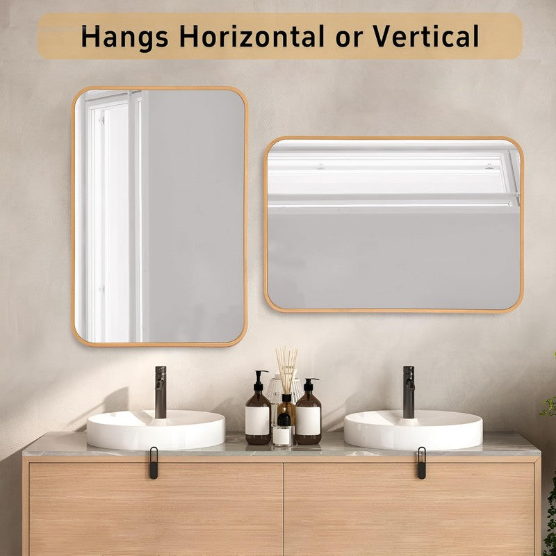 Gleamora Wall Mirror With Aluminium Frame - Gold media 4