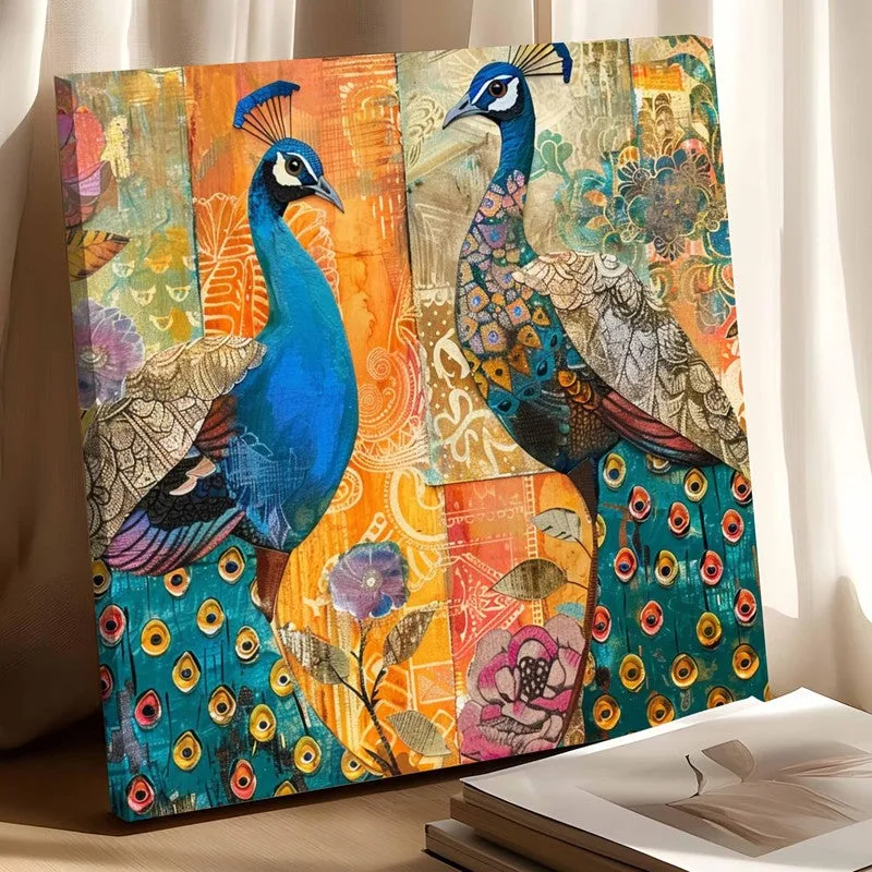 Peacock Harmony Canvas Wall Art media 10