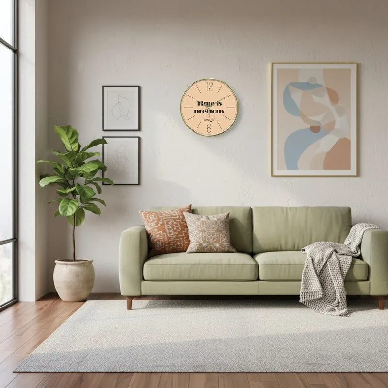 Time is Precious Round Analog Wall Clock - Peach media 4