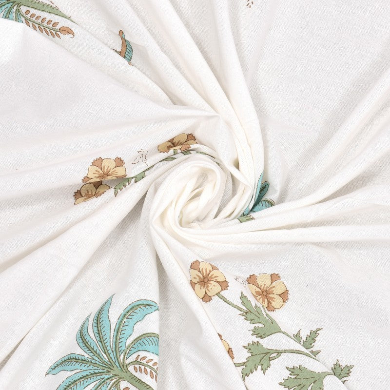Haveli Space Cotton Bedsheet (White, Green) - 180 TC media 7
