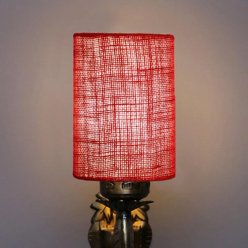 Ziada Stiva Cylindrical Fabric & Metal Wall Lamp - Maroon media 4