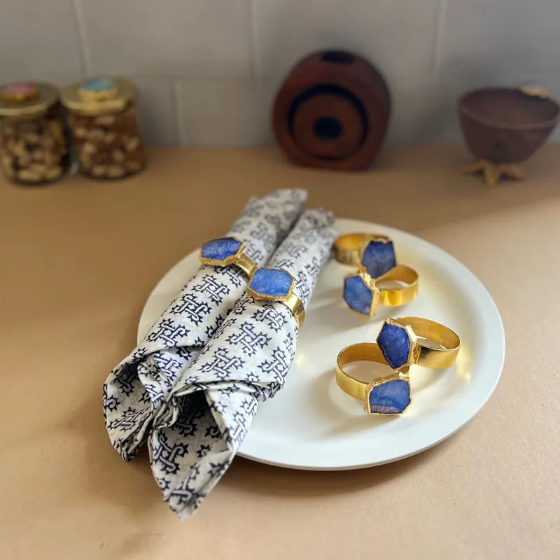 Suzzaine Handcrafted Agate Napkin Rings (Blue) - Set Of Six media 1