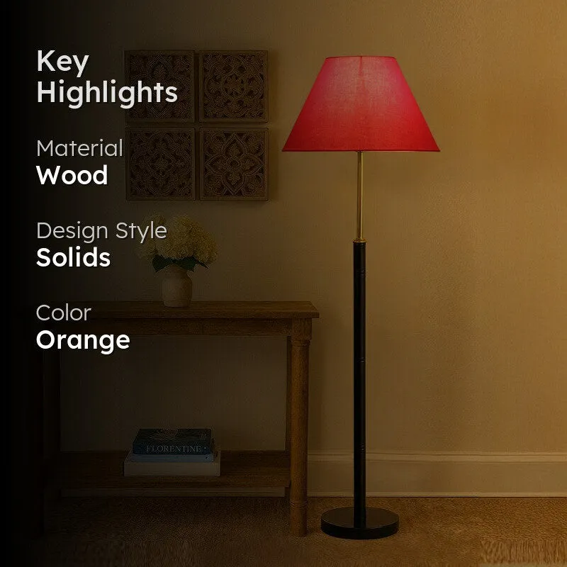 Halo Beam Wooden Floor Lamp - Orange media 2