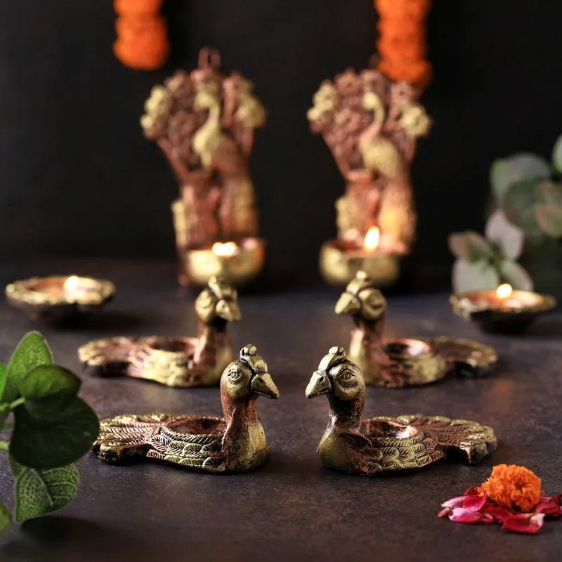 Neck Peacock Tea Light Holder - Set Of Four media 4