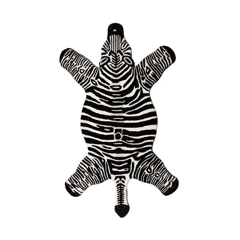 Zebra Safari Cotton Carpet - Black & White media 1