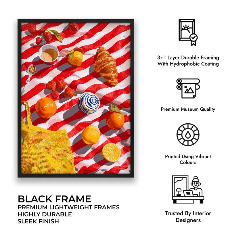 Azure Feast Canvas Wall Painting - Black Frame media 9