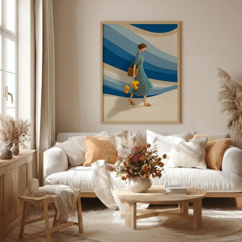 Esmora Travel Illustration Canvas Wall Painting With Brown Frame media 1
