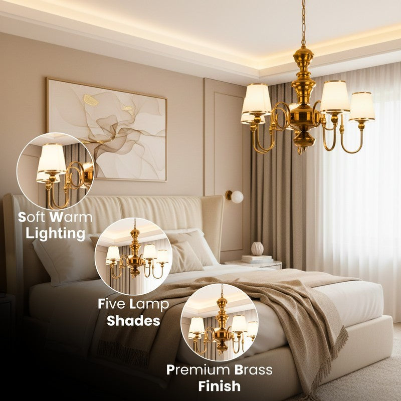Cialette  Iron Chandelier - Gold & White media 5