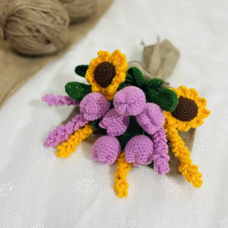 Crochet Handmade Tulip Bouquet (Yellow,Purple) - Set of Fourteen media 6