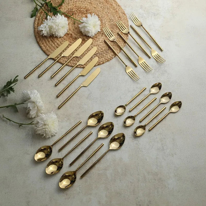 Lunaro Stainless Steel Cutlery Set (Gold) - Twenty Four Piece Set media 1